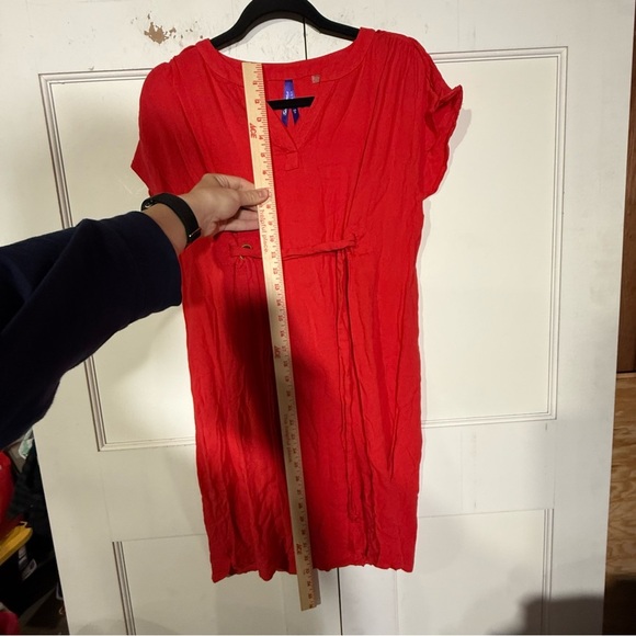 Seraphine Coral Belted Maternity Dress Woven Viscose Size 6 Short Sleeve - Picture 4 of 15